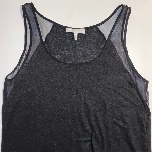 Sandro Black Linen Silk Tank Top Shirt - Picture 8 of 15